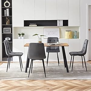 5piecestablesetfor4oblongimitationwoodtableforhomeofficemidcenturytuftedaccentchairupholsteredlivingroomchairvelvetwithbackrestformeetingroomreadingroom Urban Country Home Decor 5 pieces table set for 4oblong imitation wood table for home officemid century tufted accent chair upholstered living room chair velvet with backrest for meeting roomreading room urban country home decor