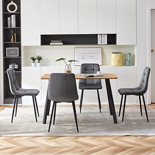 5piecestablesetfor4oblongimitationwoodtableforhomeofficemidcenturytuftedaccentchairupholsteredlivingroomchairvelvetwithbackrestformeetingroomreadingroom Urban Country Home Decor 5 pieces table set for 4oblong imitation wood table for home officemid century tufted accent chair upholstered living room chair velvet with backrest for meeting roomreading room urban country home decor