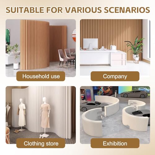 SAeWare Parete divisoria pieghevole in carta, divisorio per privacy, autoportante, leggero e portatile, per camera da letto, studio, ufficio, giallo, 180 x 700 ~ 800 cm