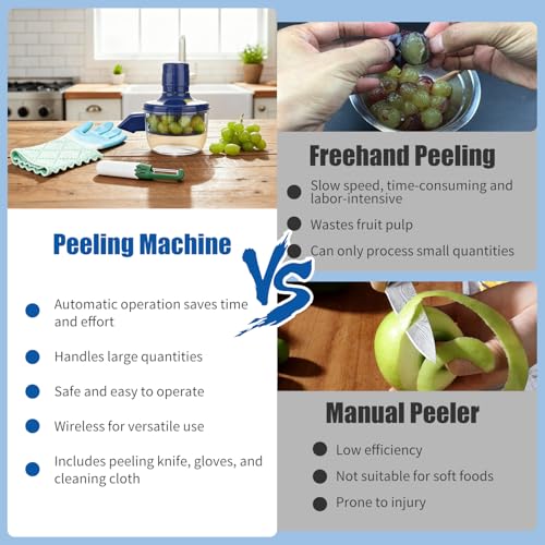 Automatic Grape Peeler Machine with Peeling Knife, Abnaok Electric Garlic & Cherry Tomato Peeler Skin Remover Tool for Small Fruits, Effortless Peeling for Home Kitchen — view 2