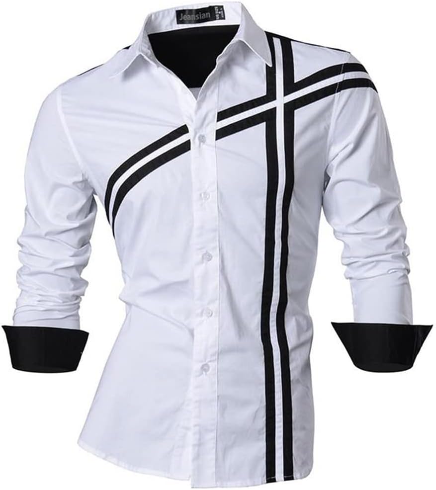 Men's Dress Shirts Casual Stylish Long Sleeve Designer Button Down Slim Fit Shirts