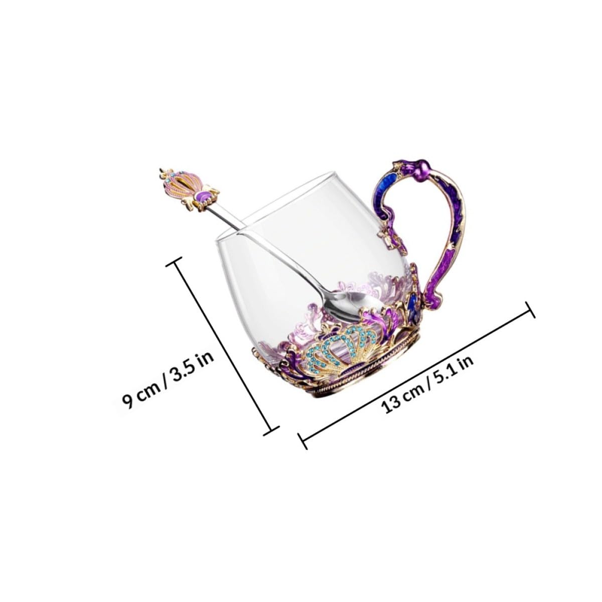 jojofuny Taza de Vidrio con Diseño Ergonómico y Resistente al Frío y Calor, Copa para Beber con Cuchara Incluida, Estilo Único Adecuado para Té y Jugos Color Aleatorio