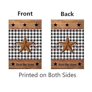 Bless Our Home Garden Flag 1218 Inch Small Vertical Double Sided Red Red Berry Branches Country Barn Star Buffalo Plaid Garden Flags For All Seasons Outdoor Yard Decor
