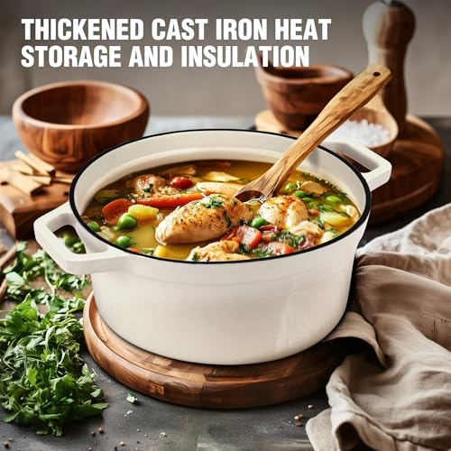 HAUSHOF 5.3QT Cast Iron Dutch Oven, Non-Stick Pot with Lid — view 2