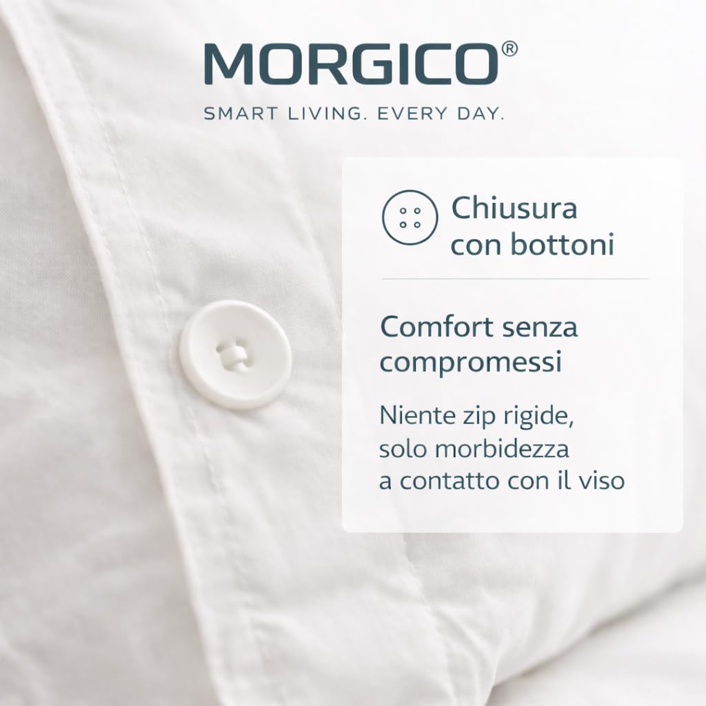 Set 2 Pezzi Federe Cuscino 52x82 cm con Bottoni in Cotone 100% Lavabile Rosa Confetto