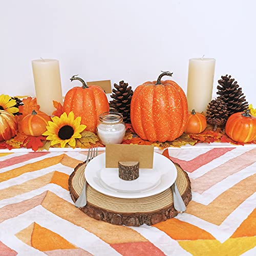 Image of Winlyn 7 Pcs Assorted Artificial Orange Pumpkins Harvest Decorative Foam Pumpkins for Farmhouse Rustic Fall Thanksgiving Halloween Tabletop Centerpiece Mantel Shelf Kitchen Decoration
