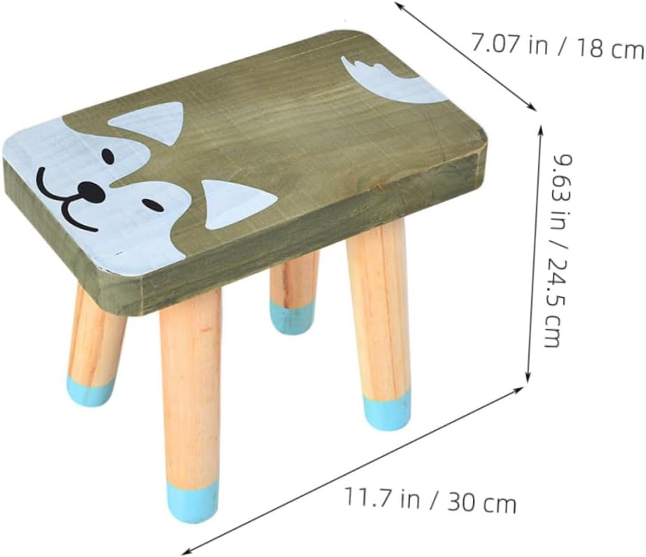 Amosfun Wooden Animal Stool Step Stool for Bed Non-Slip Boys and Girls Home Furniture