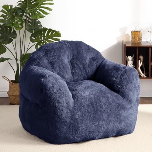 Image of GarveeHome Bean Bag Chair, 39 inch Beanbag Chair Adult Bean Bag Couch with Filler Included, Kids Bean Bag Chair Soft Cozy Beanbag Couch Sofa with Armrests for Dorm Apartment, Navy
