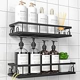 UUlioyer Estanteria Baño, Resistente al Agua y al Oxido, Estanteria Ducha sin Taladro, Organizador Baño para Champú y Gel de Baño, (Negro- 2 Piezas)