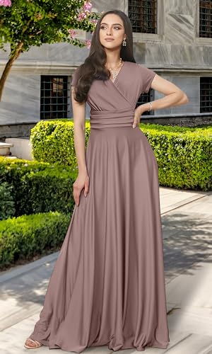 Image of KOH KOH Womens Sexy Cap Short Sleeve V-Neck Flowy Cocktail Gown