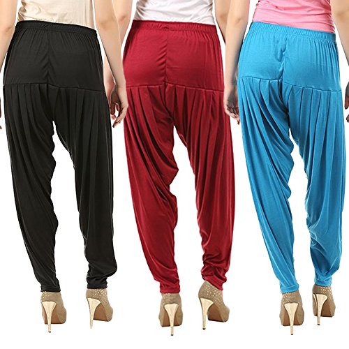 Image of Buy That Trendz Patiyala Pants for Women 3 Combo Patiyala Salwar Harem Viscose Bottoms Pants for Women