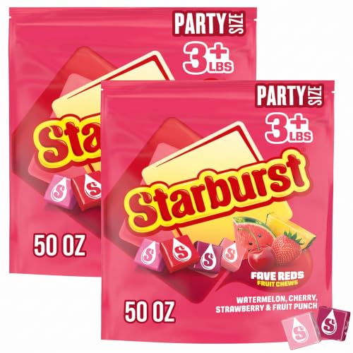STARBURST Fruit Chews Candy - FaveREDS STARBURST Candy Bulk Individually Wrapped, Party Size Bag, 50 oz, (Pack of 2)