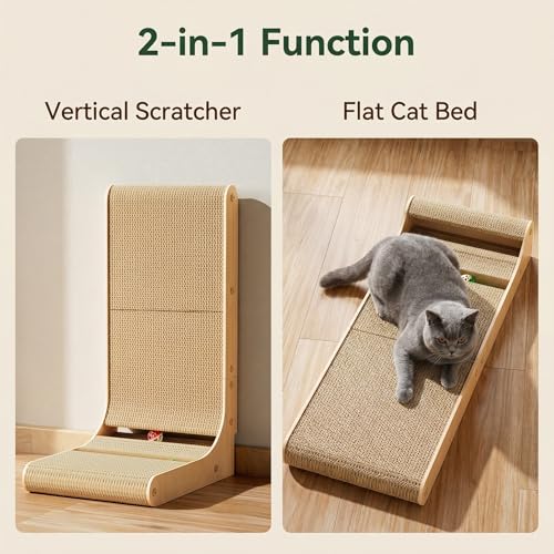 Rascador vertical en forma de L para gatos 23.6 pulg miniatura 5