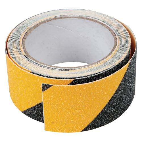 Image of Performance Tool W514 2 in. x 16 ft. Black /Yellow Grip Tape - Heavy Duty Anti-Slip Tape for Stairs, Safety, Traction, and More