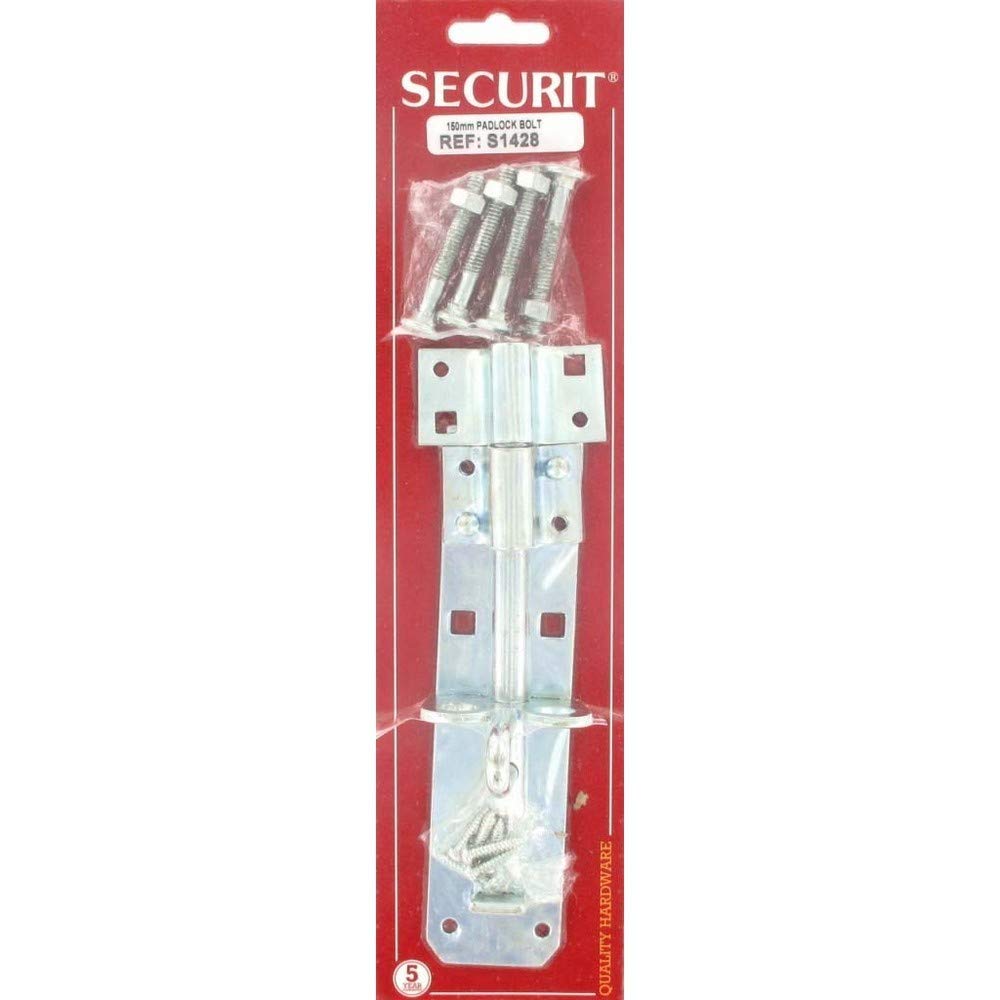 Securit Silver Sec Padlock Bolt Galv 15Cm S1428*