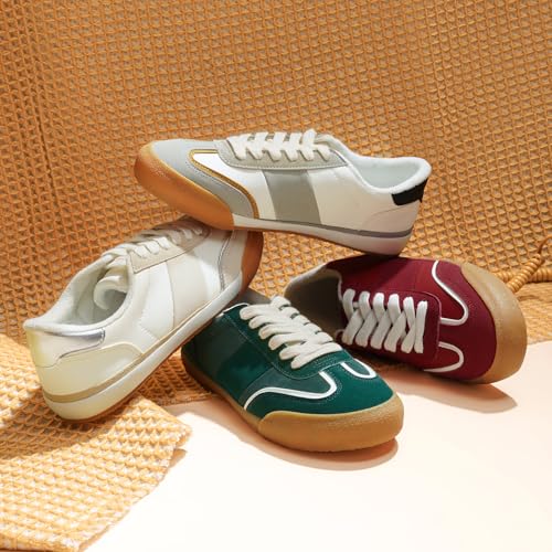 FUNKYMONKEY Women Fashion Sneakers Lace Up Comfort Casual Tennis Skate Shoes Lightweight Anti Slip Walking Footwear4