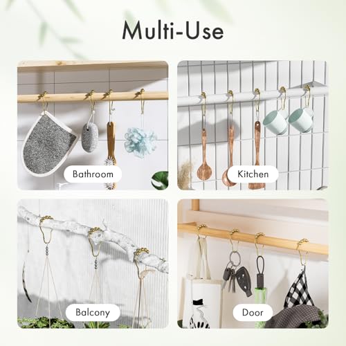 Image of Amazer Shower Curtain Hooks Rings, Anti-Rust Metal Double Glide Shower Hooks for Bathroom Shower Rods Curtains-Set of 12-Gold