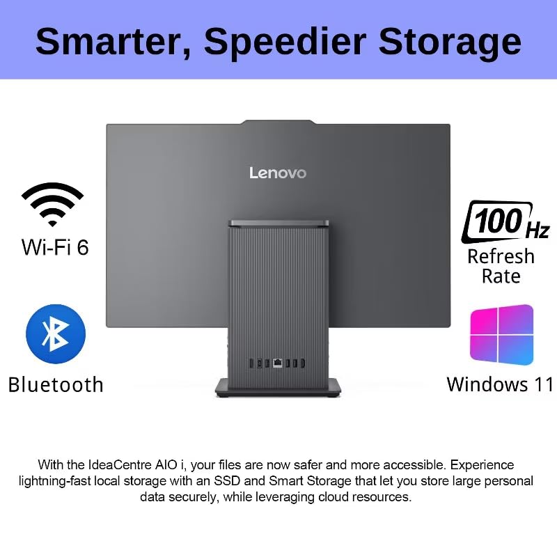 Image of Lenovo IdeaCentre 27 inch Touchscreen All-in-One Desktop | AMD Ryzen 5 8645HS, 32GB DDR5 RAM, 1TB SSD | FHD IPS Display, Wi-Fi 6, HDMI in /Out, Wireless Charging Base, Wireless KB&Mouse, Windows 11