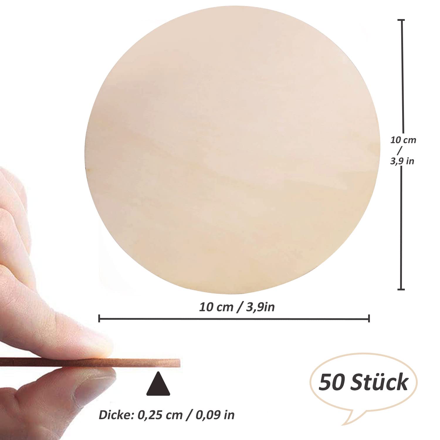 50 Dischi Legno Naturali 10cm - Per Sottobicchieri, Decorazioni Fai Da Te, Pittura - Foto 10