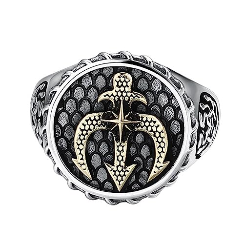 Bague homme en argent sterling S925 ajustable style ancre