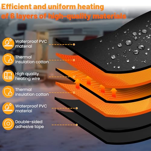 Image of 2-Pack RV Tank Heater Pad Set - 2X 12 inchx18 inch 120V Heating Mats with Auto Thermostat, RV Holding Tank Heater Pad for 50 Gal Fresh /Grey /Black Water Tanks in Campers, Trailers, Motorhomes & Boats