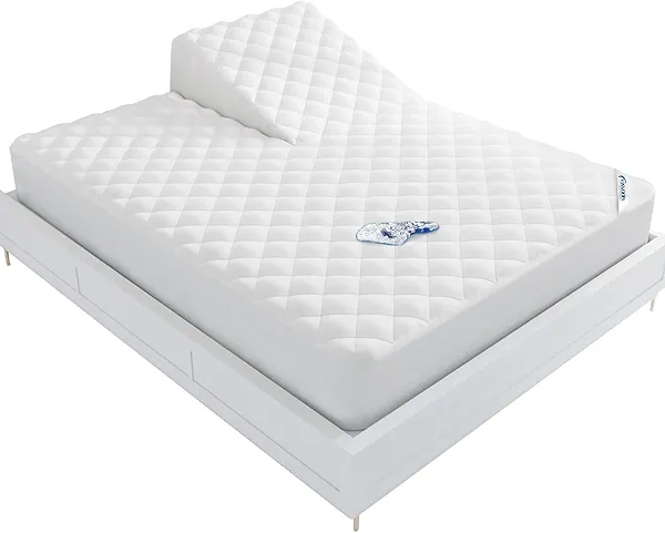 Waterproof Split Top King Mattress Pad Protector for Adjustable Bed, 34" Top Split from Head, Noiseless, Soft Padded Matress Protector
