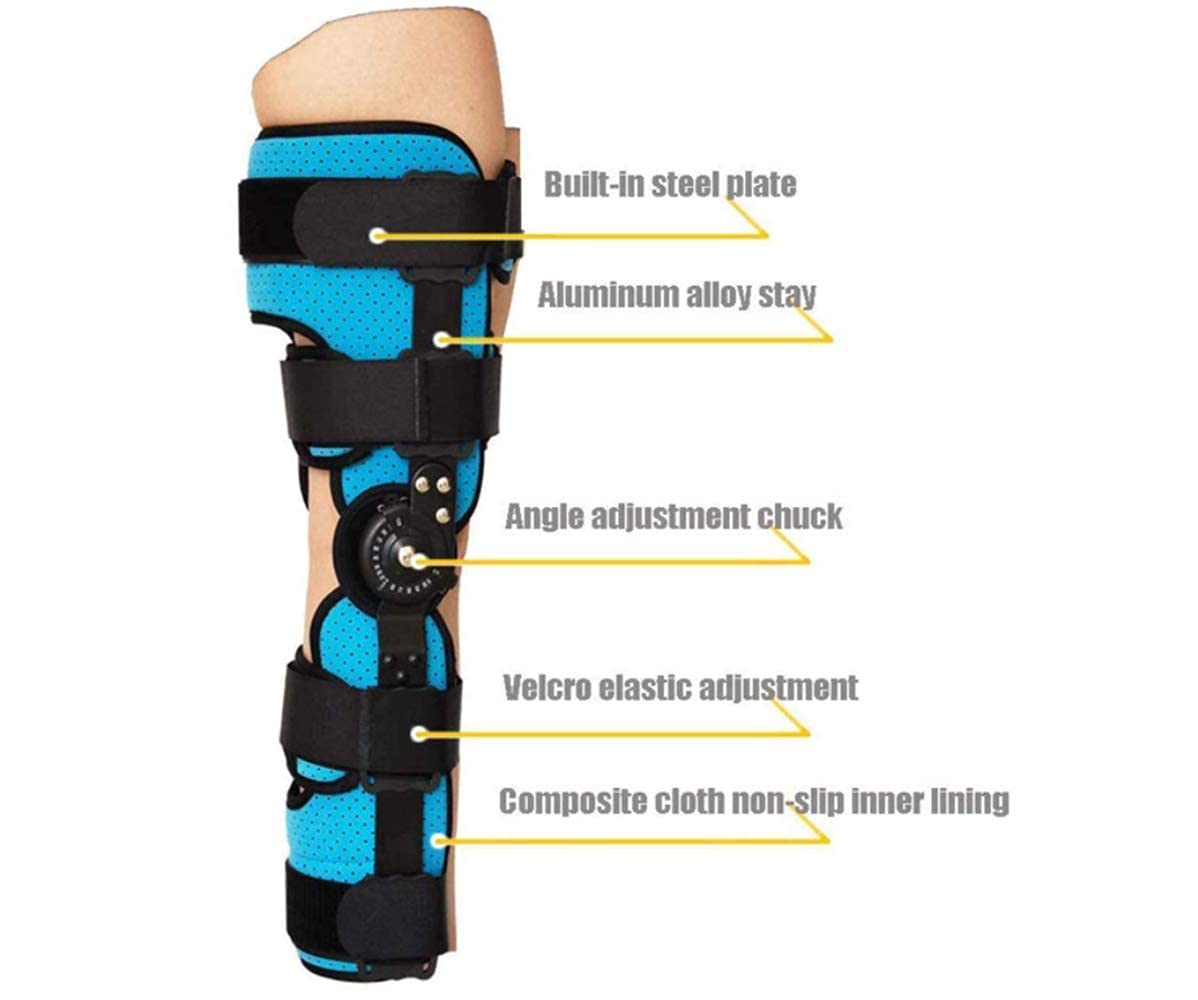 Inmovilizador de órtesis de Rodilla, estabilizador de férula de Rodillera con bisagras Ajustable para Fractura postoperatoria de Pierna, lesión de ligamento desgarro de menisco de Artritis ACL