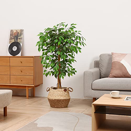 Soguyi 4Ft Ficus Artificial Trees With Realistic Leaves And Trunk, Silk Fake Ficus Tree With Plastic Nursery Pot, Faux Ficus Tree For Office Home Farmhouse For Indoor Outdoor Decor(Set Of 1) #TOP3