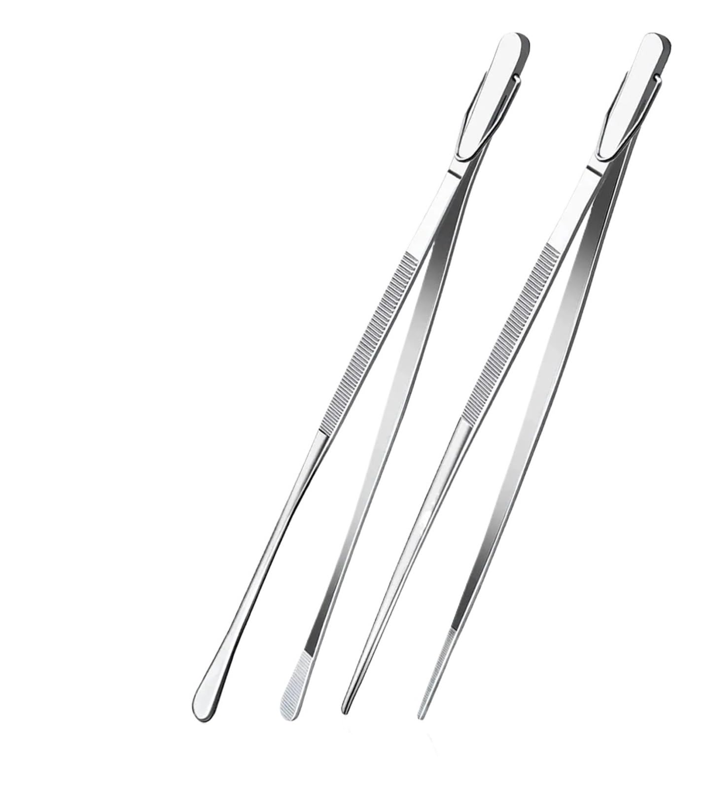 2 unids/set pinzas de cocina acero inoxidable 12 pulgadas finas Extra larga for comida mar y barbacoa