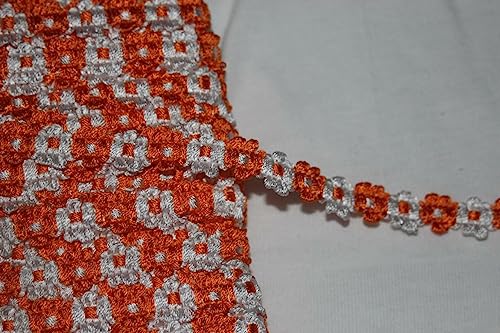 Lot 5 Orange White Flat Daisy Floral Sewing Craft Doll Trim 1/2