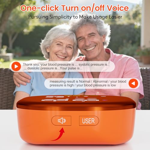 Image of Double love Wrist Blood Pressure Monitor for Home Use - Orange | Upgraded Large LED Screen, Dual User 240 Memories with Carrying Case, Voice Broadcast, Adjustable bp Cuff (5.3-7.6 inches)