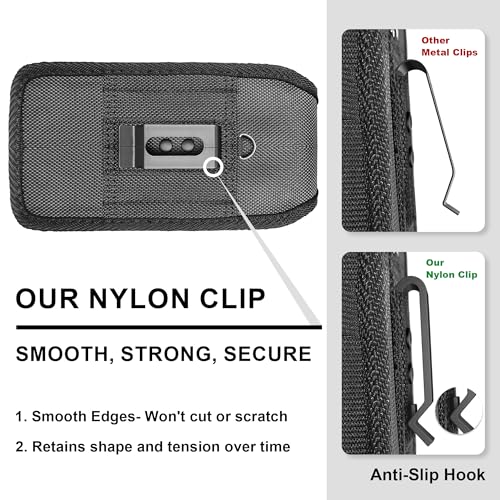 Image of DeBin Nylon Holster for Samsung Galaxy S26+Plus S25+ S24+ S23+ S22+ S21+, S25 FE S24 FE S23 FE S21 FE, [Magnetic Closure] Cell Phone Belt Holder Case with Clip, ID Card Slot Pouch Cover, Black