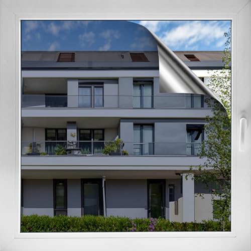 d-c-fix Folie Espejo Autoadhesiva (90x150cm) Película para Ventanas Mirada Privada, Transparente desde el Interior (de día) – 99% de Protección UV, Protección Solar, Película Reflectante