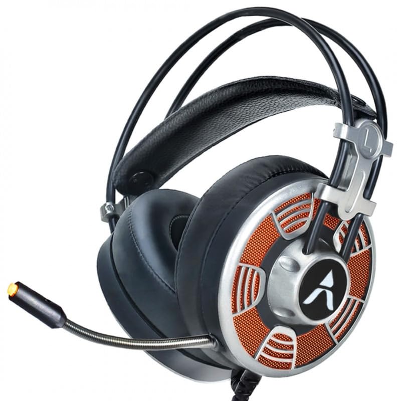 Adcom Vision 7.1 USB Gaming Headset with Noise Cancelling Mic, Red LED, 50mm Bass Drivers, Over-Ear Stereo Headphones for PC, Steel Grey-image-3