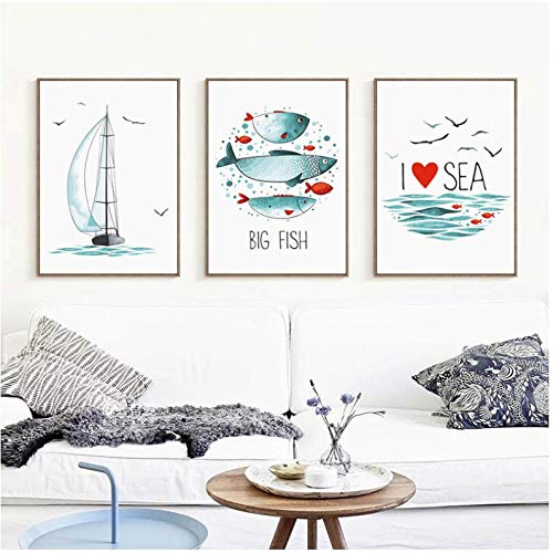 Toile minimaliste marine et voilier pour créer un salon zen et moderne