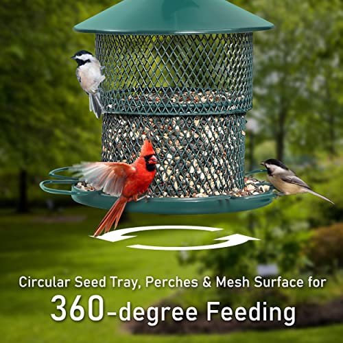 Wild Bird Feeder Squirrel Proof for Outdoors Hanging, Squirrel Proof Bird Feeder for Garden Yard, 4 lbs Seed Capacity, Backyard Garden Yard Decor - Thumbnail 4