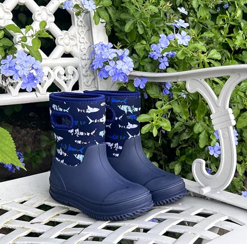 HugRain Toddler Kids Adorable Warm Neoprene Waterproof Rain Boots2