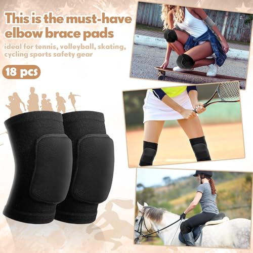 Image of Simgoing 18 Pcs Volleyball Knee Pads for Dancers, Cheerleaders, Breathable Knee Pads for Men Women Kids Knees Protective, Knees Brace for Volleyball Dance Tennis Workout Climbing(L,Black)