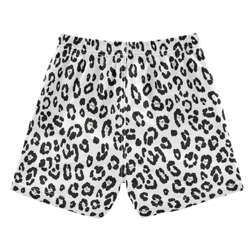 Swimming Clothes for Boys, Toddler Boys Swim 2t, Black White Leopard Spots2