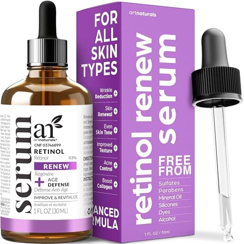 ArtNaturals Retinol Serum for Face - with Vitamin C, 2.5% Retinol Oil & Hyaluronic-Acid - Skin Clearing - Anti-Aging, Anti-Wrinkle Eye Serum - Skin Repair, Night Therapy (1 Fl Oz / 30ml) (ANGA-0127)