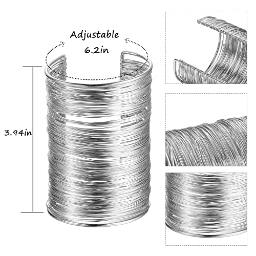 Jslohas 5Pcs Cuff Bangle Bracelet for Women Gold Cuff Bracelets Open Wide Wire Bracelets Adjustable Gold-Tone Wrist Cuff Wrap Bracelet Set … - Image 4