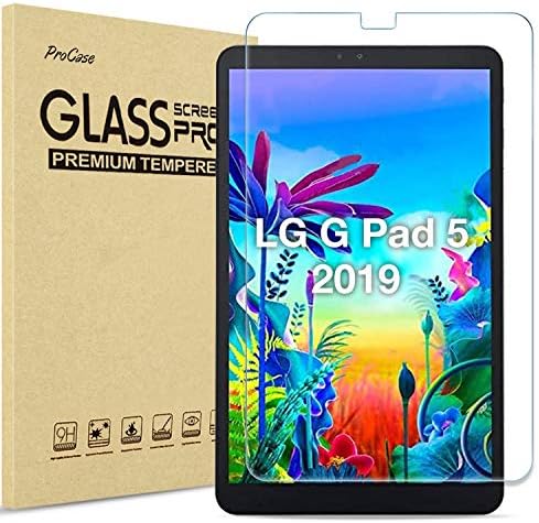 ProCase LG G Pad 5 10.1 Screen Protector 2019 (LM-T600 / LM-T605), Tempered Glass Screen Film Guard Screen Protector for 10.1 inch LG G Pad 5 2019 -Clear