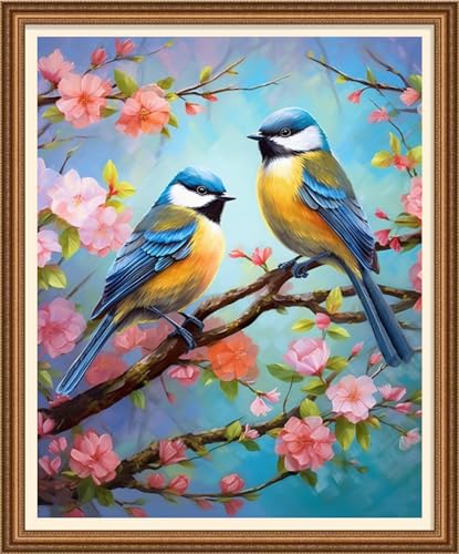 Image of Disnesart Cross Stitch Stamped Full Embroidery Kits DIY 11CT Cotton Thread Printed DIY Needlepoint Kits Craft Needlework Set Cross-Stitch Stamped Sets-Flower Bird 16x20 inch