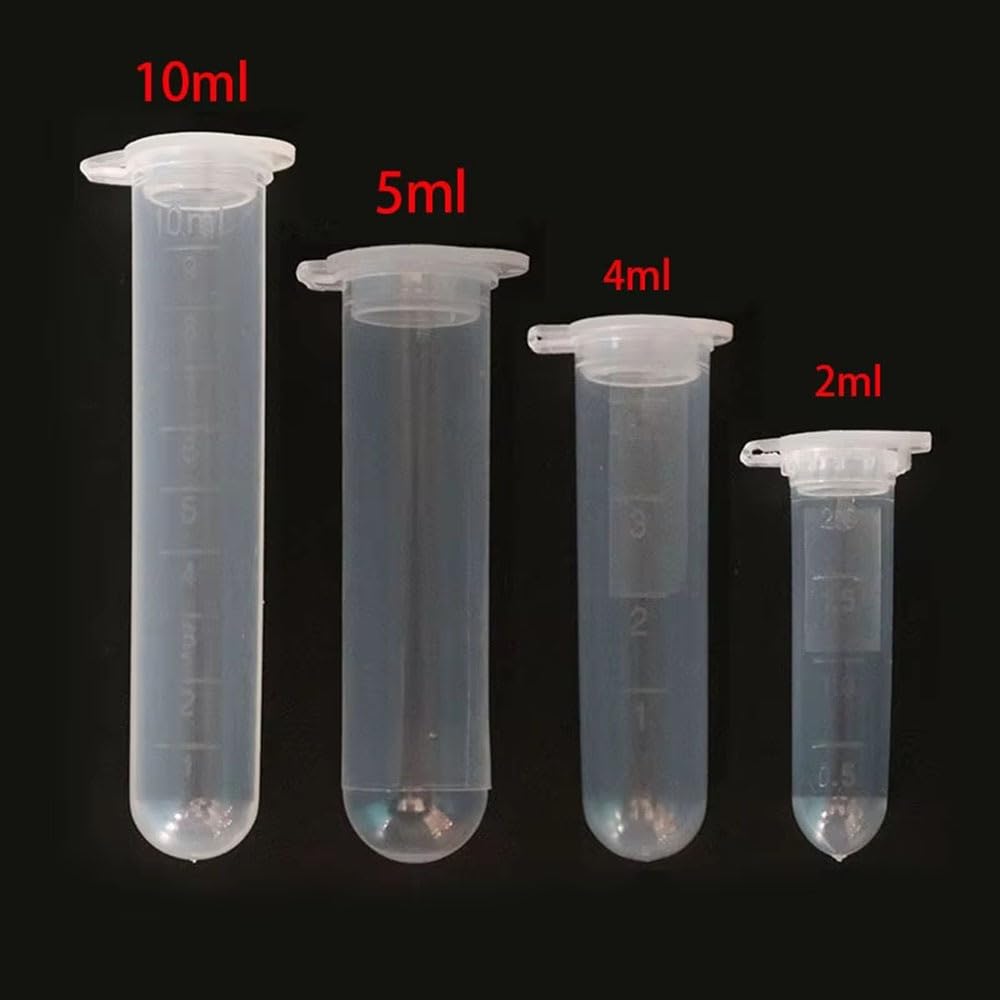 Tubos de centrífuga de laboratorio, paquete de 10 unidades, recipientes de plástico transparente, 2 ml, 5 ml, 7 ml, 10 ml, ideal para almacenamiento de muestras y uso en laboratorio
