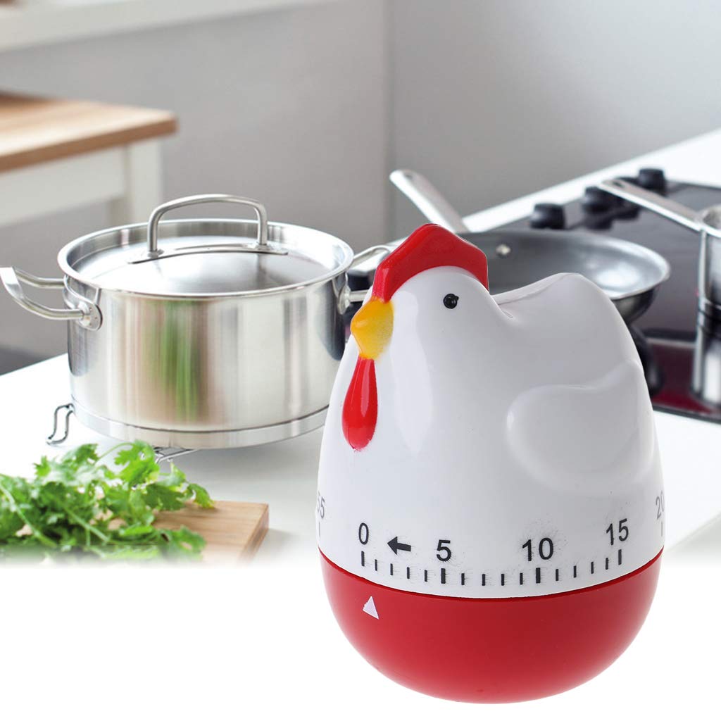 2 Timer Da Cucina A Forma Di Gallina, Meccanico 60 Minuti, Acciaio Inox, Senza Batterie, Allarme Forte - 3