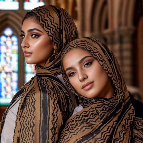 Printed Chiffon Hijab Scarves for Women Lightweight Muslim Islamic Arab Dubai Keffiyeh Head Wrap Long Scarf2