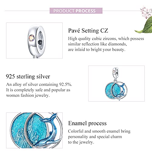 Beauty Ocean Underwater World Charms Blue Mermaid Tail 925 Sterling Silver Crystal Clip Stopper Spacer Bead Tropical Fish Scale Whale Pendant Charm for Bracelet Necklace4