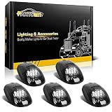 Partsam 5pcs 12LEDs Smoke/White Cab Roof Top Marker Running Lights 264146BK Replacement for Dodge Ram 2003-2018 (Smoked Lens/White Lights)