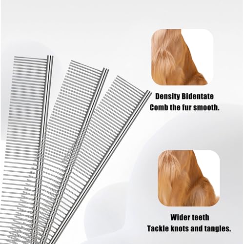 3 Stück Edelstahl Hundekamm Hunde Kamm Zur Fellpflege Tierkamm Für Katzen Hundekämme Stahlkamm Zur Hundepflege Feinzahniger Kamm Katzenkamm Für Verfilztes Haar Metallkamm Für Haustiere(19cm)