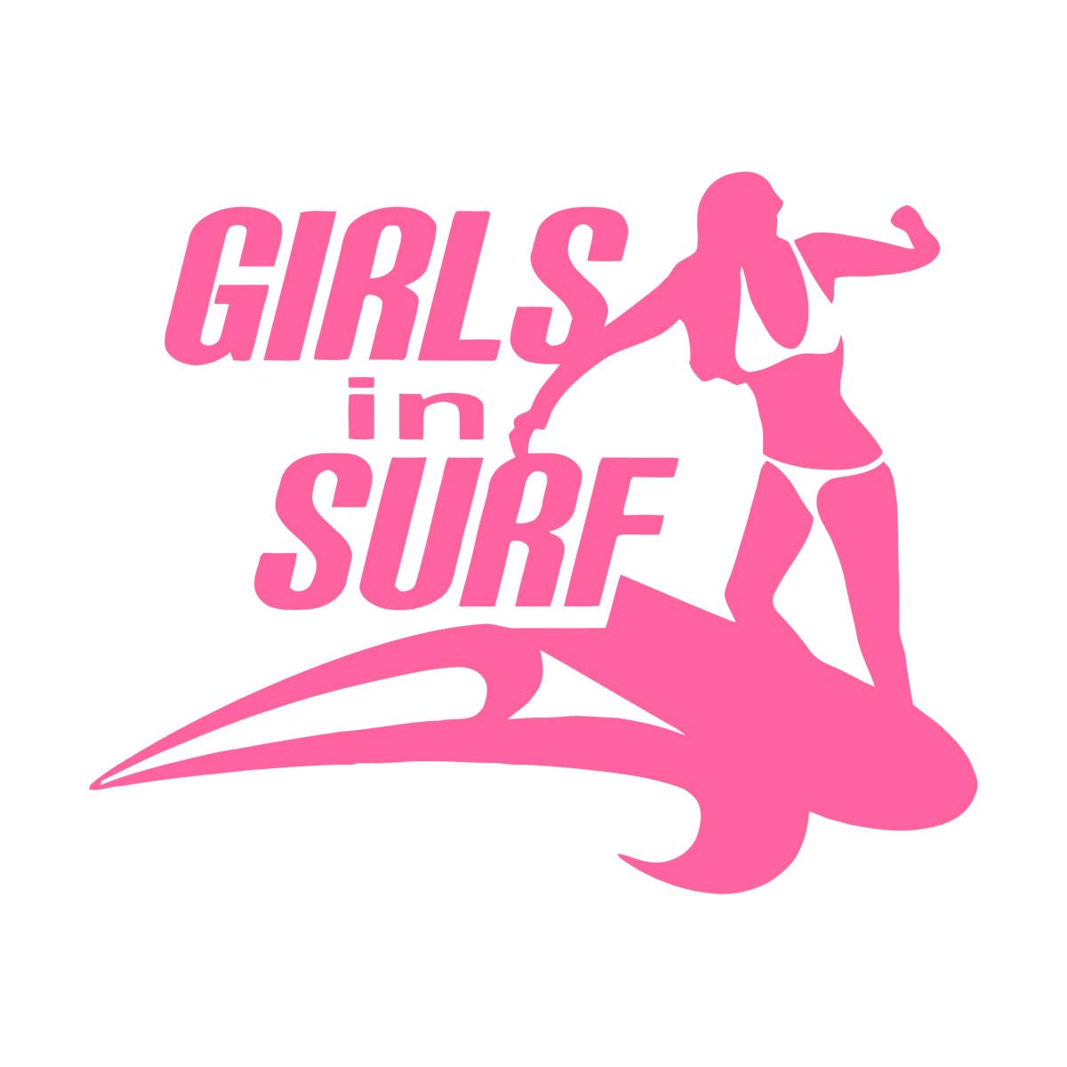Girl in Surf wall Decal Girls Room Art DIY murals Removeable Vinyl Sticker Home Decor Surfing Sports wall Decor Decals Small - 34x42cm